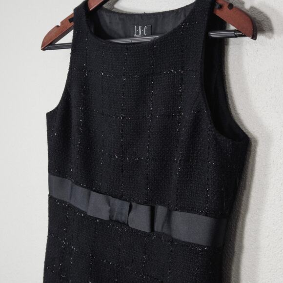 INC International Concepts Dress Black Textured Petite 8P Dark Romance - Picture 3 of 9